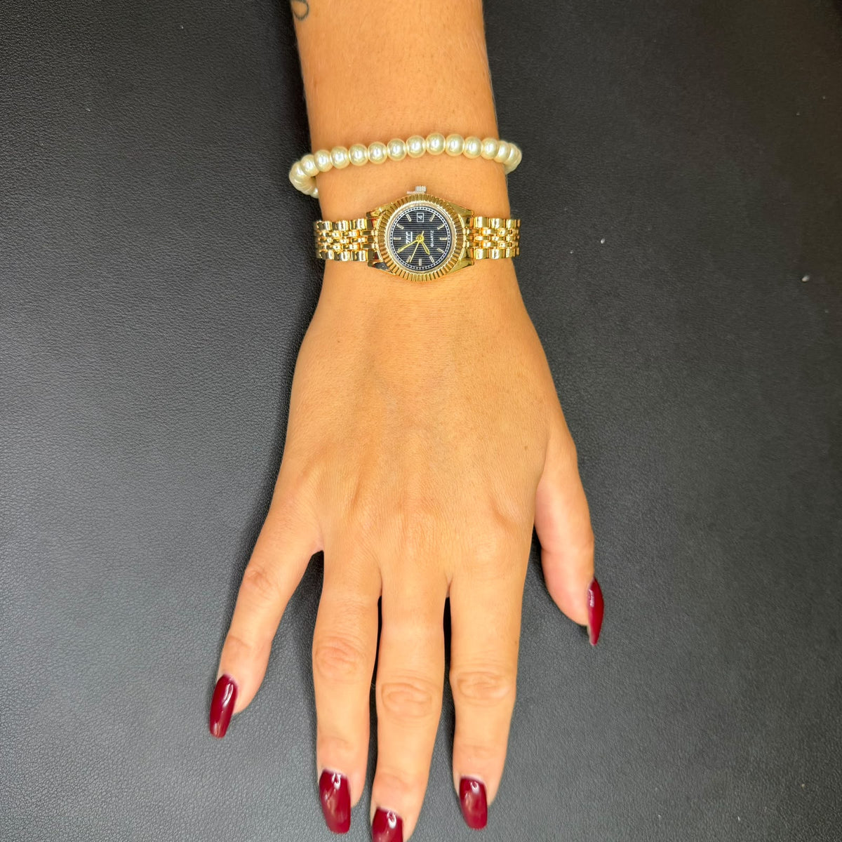 Orologio Gold e Bracciale Perle - Acciaio - Silver/Gold