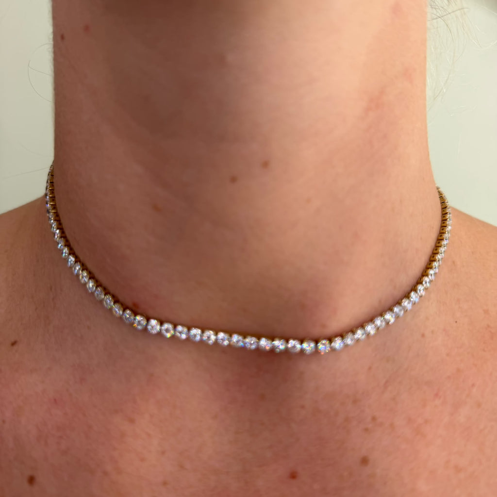 Collana Girocollo Tennis  - Acciaio - Silver/Gold