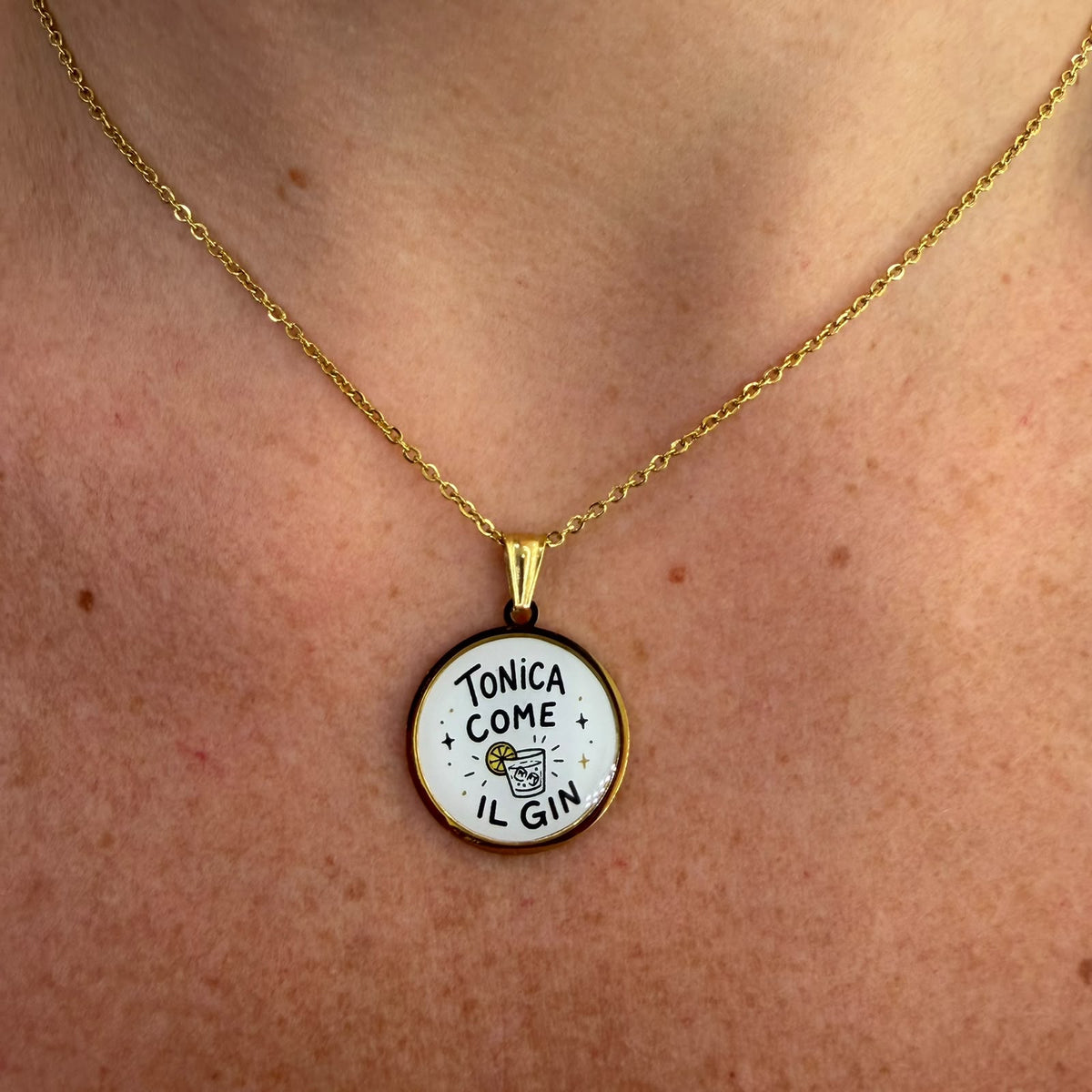 Collana “Tonica come il gin” - Acciaio - Gold