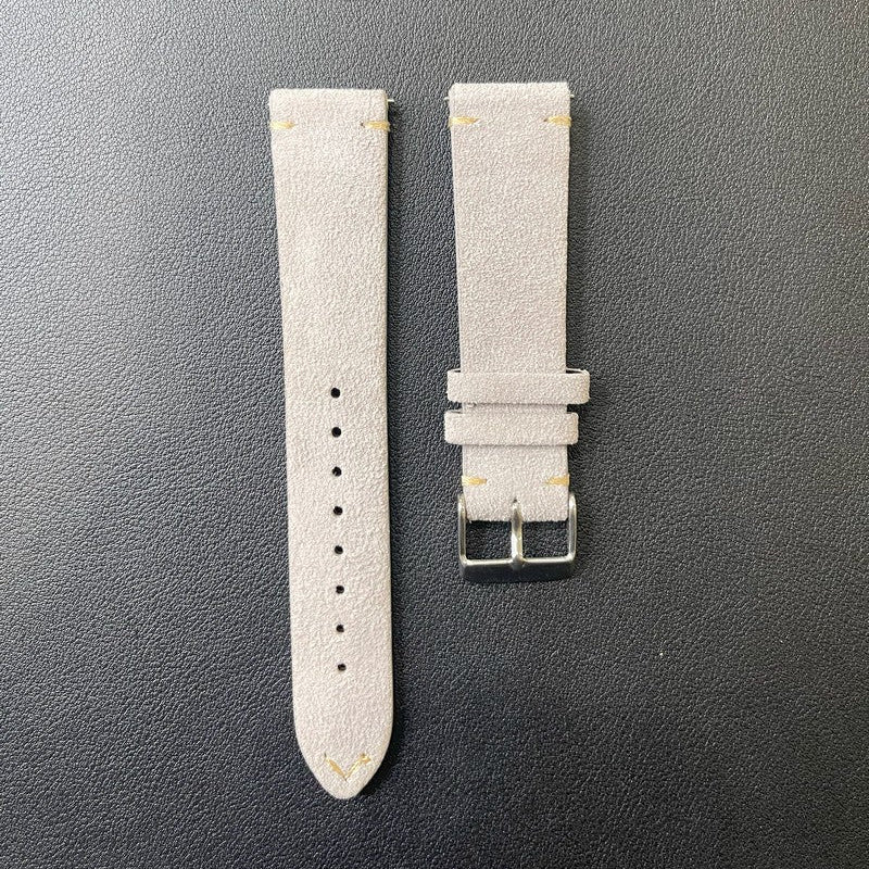 Cinturino vera pelle scamosciata con impunture sgancio rapido - ansa 20mm - 12 colori