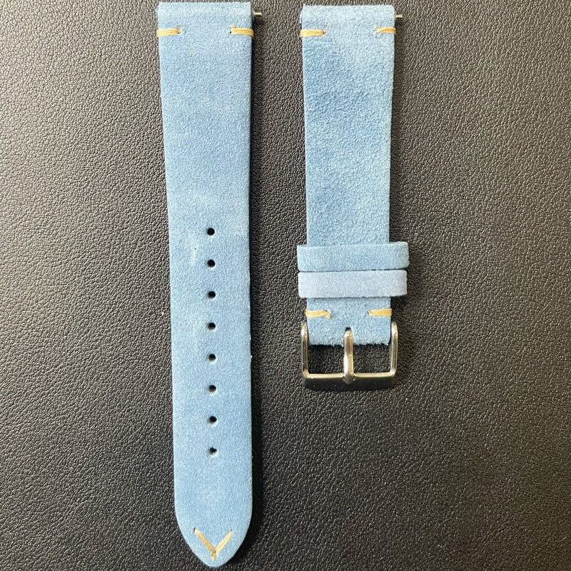 Cinturino vera pelle scamosciata con impunture sgancio rapido - ansa 20mm - 12 colori