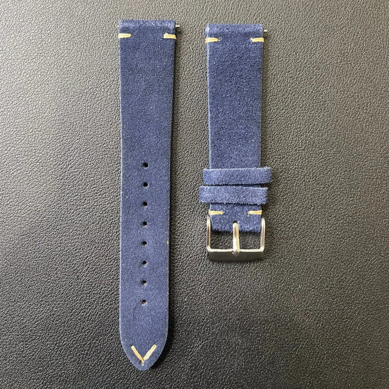 Cinturino vera pelle scamosciata con impunture sgancio rapido - ansa 20mm - 12 colori