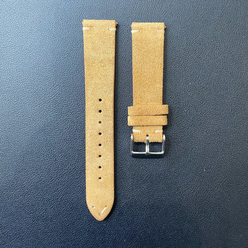 Cinturino vera pelle scamosciata con impunture sgancio rapido - ansa 20mm - 12 colori