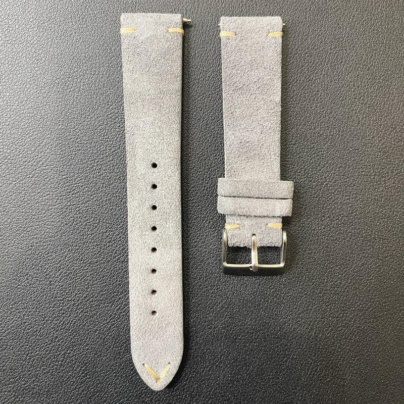 Cinturino vera pelle scamosciata con impunture sgancio rapido - ansa 20mm - 12 colori