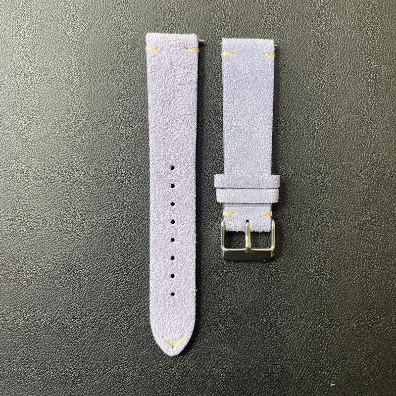 Cinturino vera pelle scamosciata con impunture sgancio rapido - ansa 20mm - 12 colori