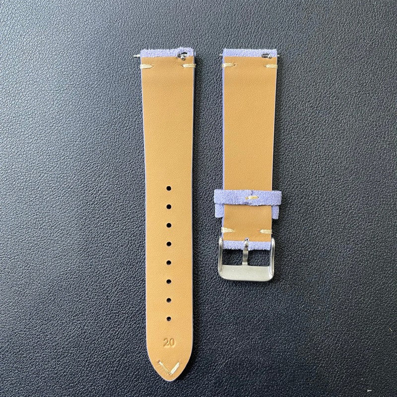 Cinturino vera pelle scamosciata con impunture sgancio rapido - ansa 20mm - 12 colori