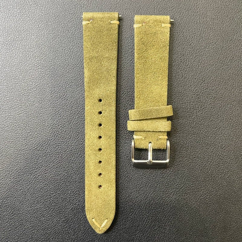 Cinturino vera pelle scamosciata con impunture sgancio rapido - ansa 20mm - 12 colori