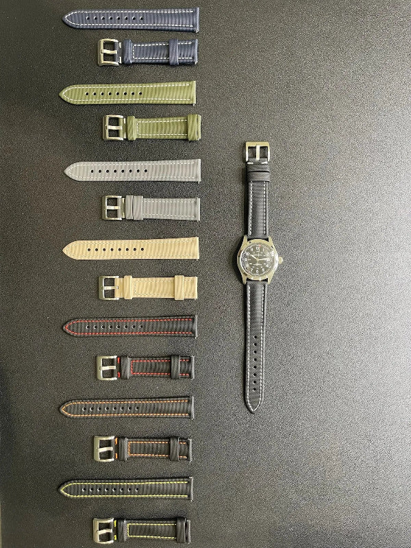 Cinturino in vera pelle con sgancio rapido disponibile in vari colori e misure, compatibile con orologi da uomo e donna.