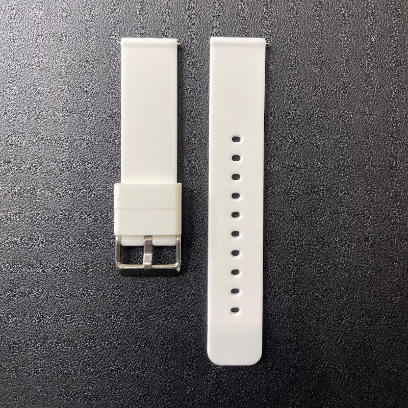 Cinturino in silicone con sgancio rapido, disponibile in vari colori, ansa 20/21 mm, ideale per uso sportivo e quotidiano.