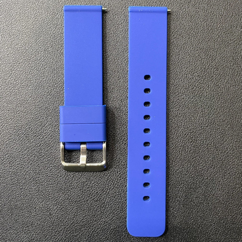 Cinturino in silicone con sgancio rapido, disponibile in vari colori, ansa 20/21 mm, ideale per uso sportivo e quotidiano.