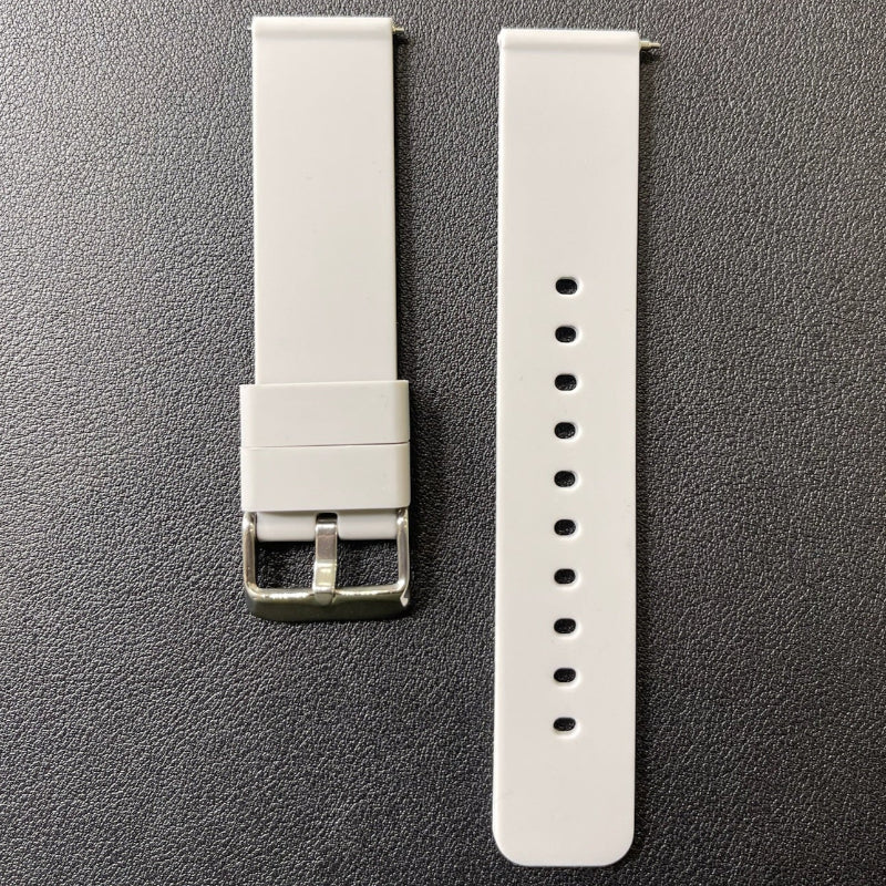 Cinturino in silicone con sgancio rapido, disponibile in vari colori, ansa 20/21 mm, ideale per uso sportivo e quotidiano.