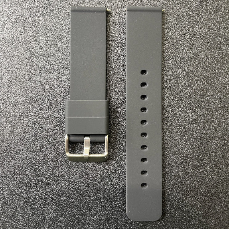 Cinturino in silicone con sgancio rapido, disponibile in vari colori, ansa 20/21 mm, ideale per uso sportivo e quotidiano.