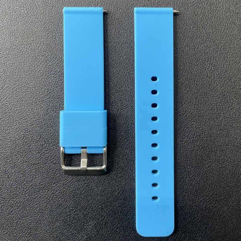 Cinturino in silicone con sgancio rapido, disponibile in vari colori, ansa 20/21 mm, ideale per uso sportivo e quotidiano.