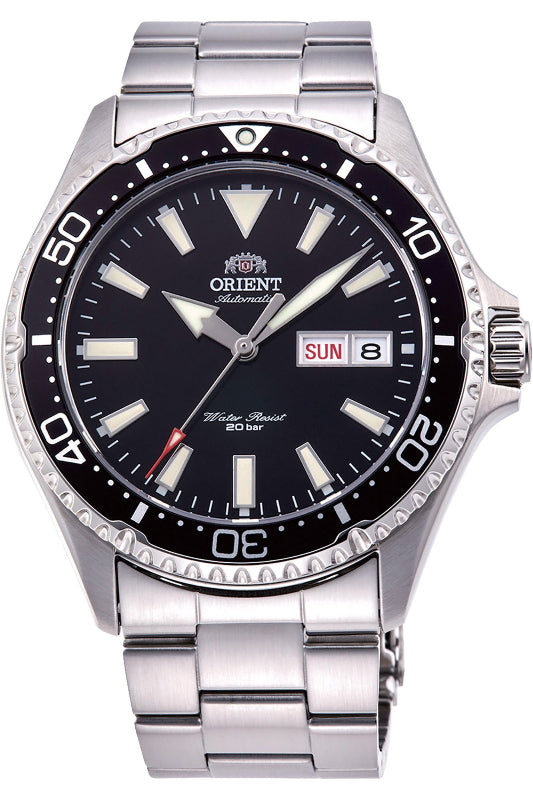 Orologio Orient Kamasu V1 RA-AA0001B da uomo con quadrante nero grafite, cassa 41.8 mm, vetro zaffiro e bracciale in acciaio, impermeabile 200 m.