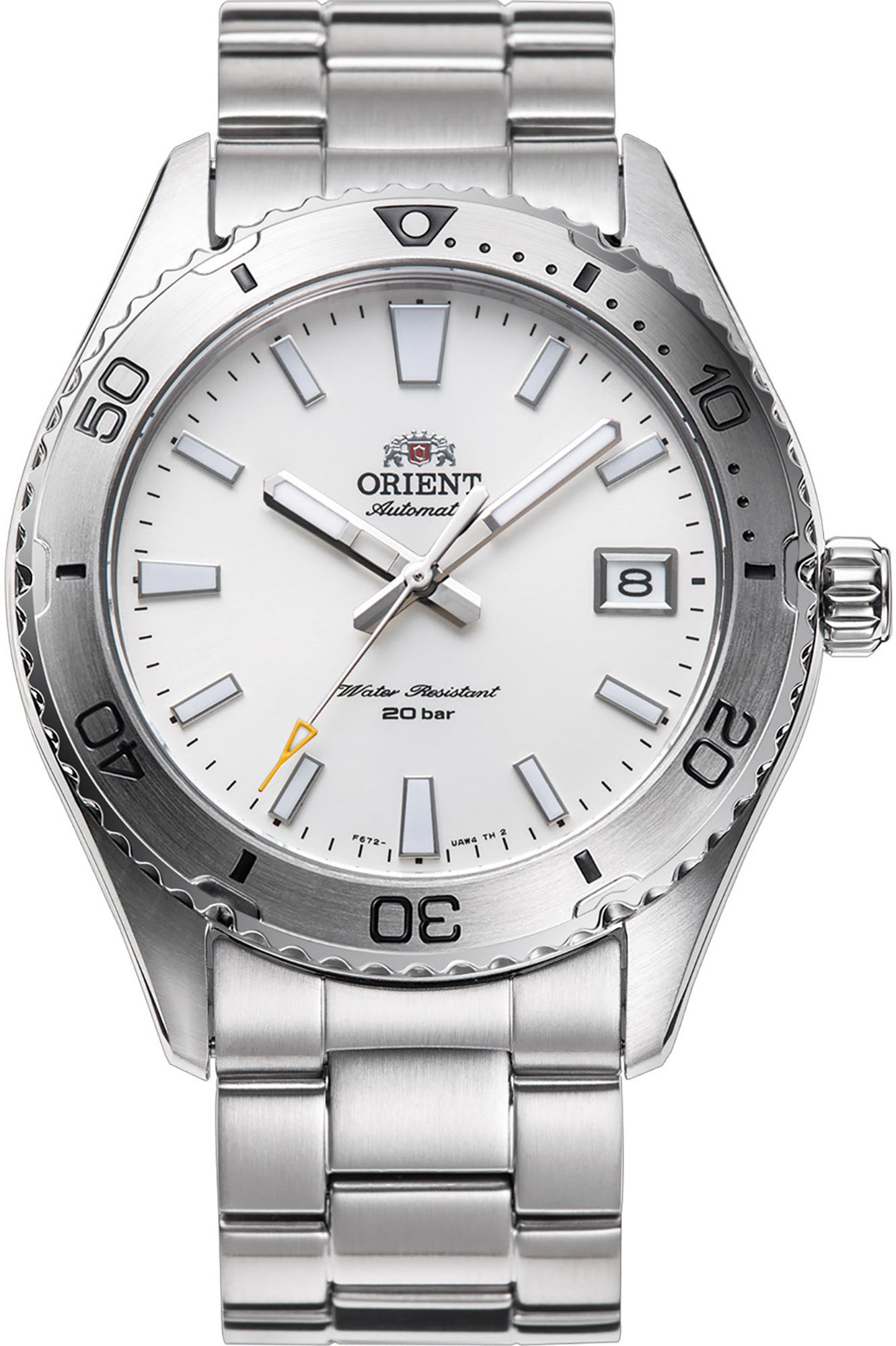 Orologio Orient Mako Diver 40 RA-AC0Q03S con quadrante bianco e bracciale in acciaio inox