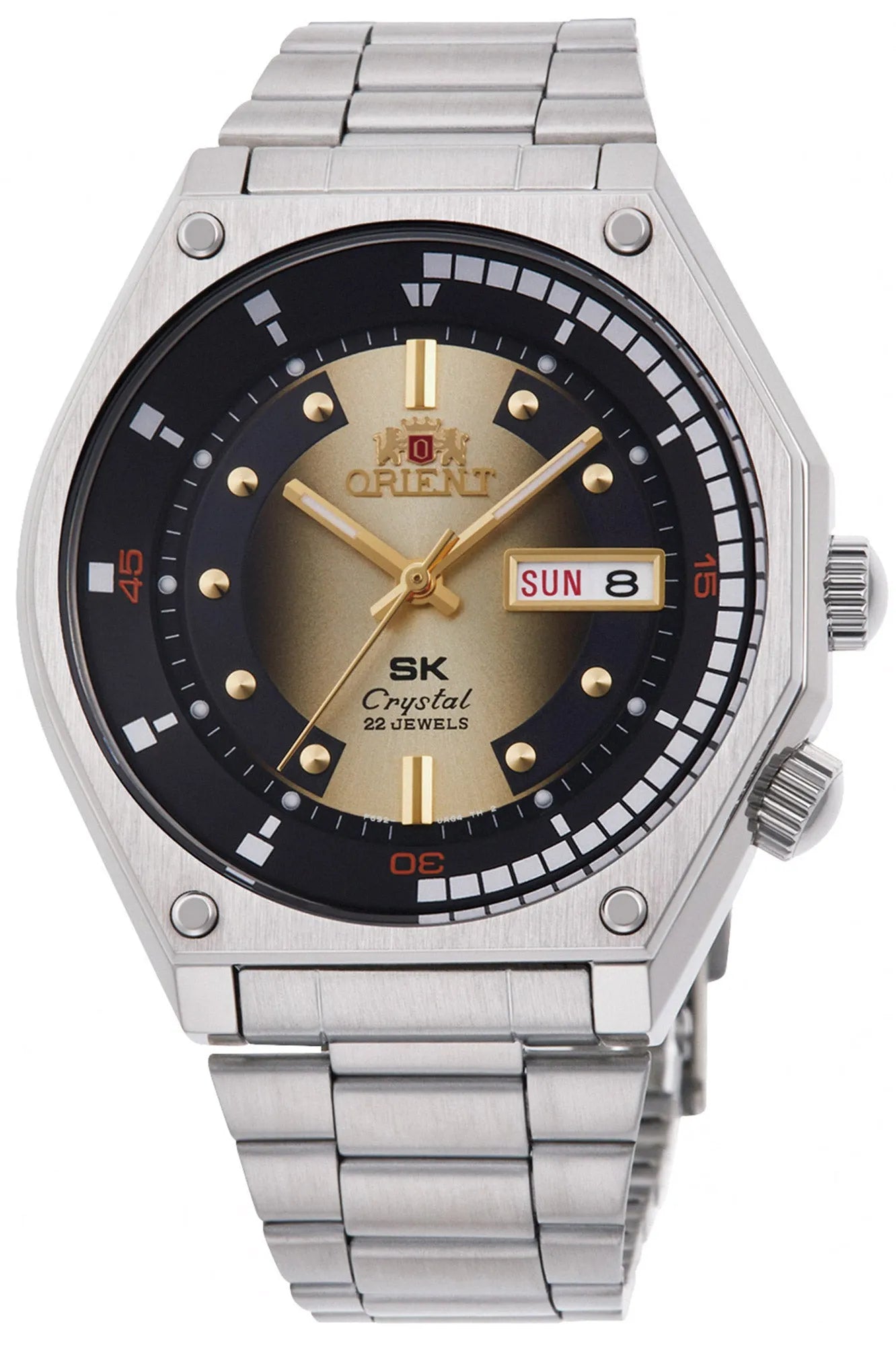 Orologio Orient Neo 70s SK RA-AA0B01G con quadrante champagne e cinturino in acciaio inox