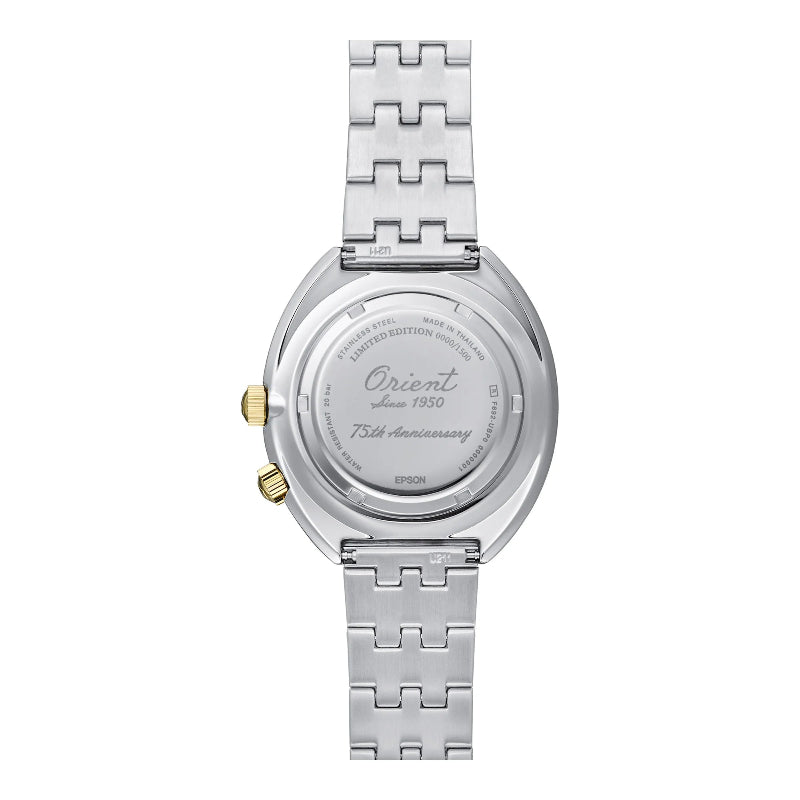 Orologio Orient World Map Heritage 1969 Edizione Limitata 75° automatico da uomo con quadrante mappa multicolor e cassa in acciaio.